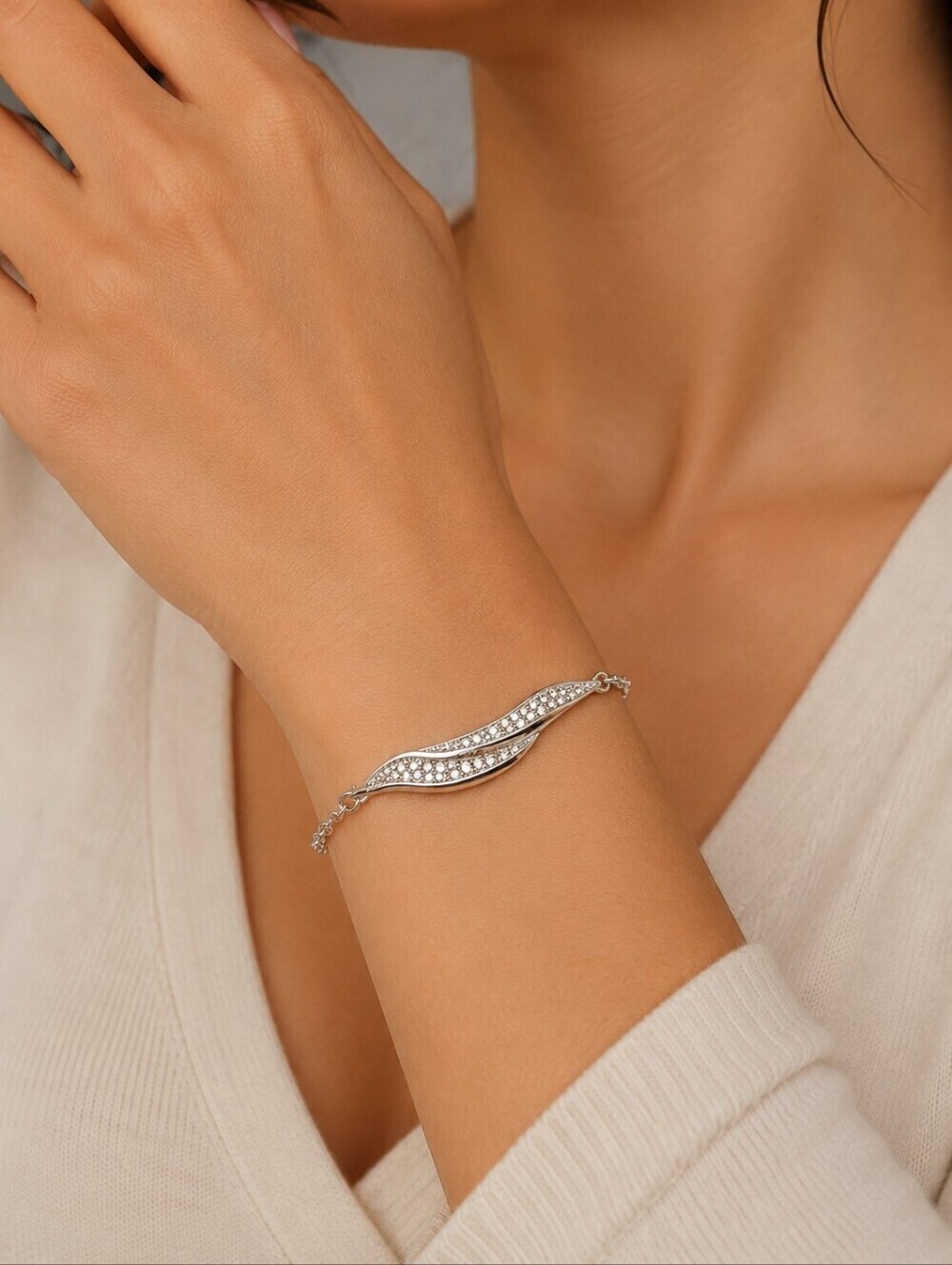 3/$30 AVON Silvertone Wave Chain Tennis Bracelet